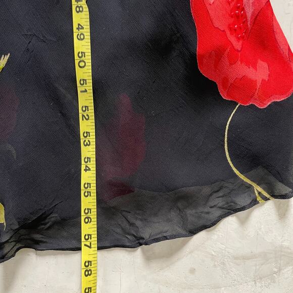 Vintage NWT 90s Y2K Black Red Floral Fairy Beaded Maxi Slip Dress Sz L - Picture 10 of 10